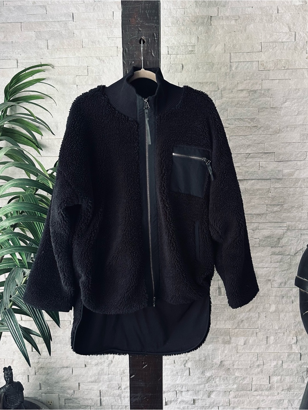 Varley Marney Black Sherpa Full Zip Jacket Size Large